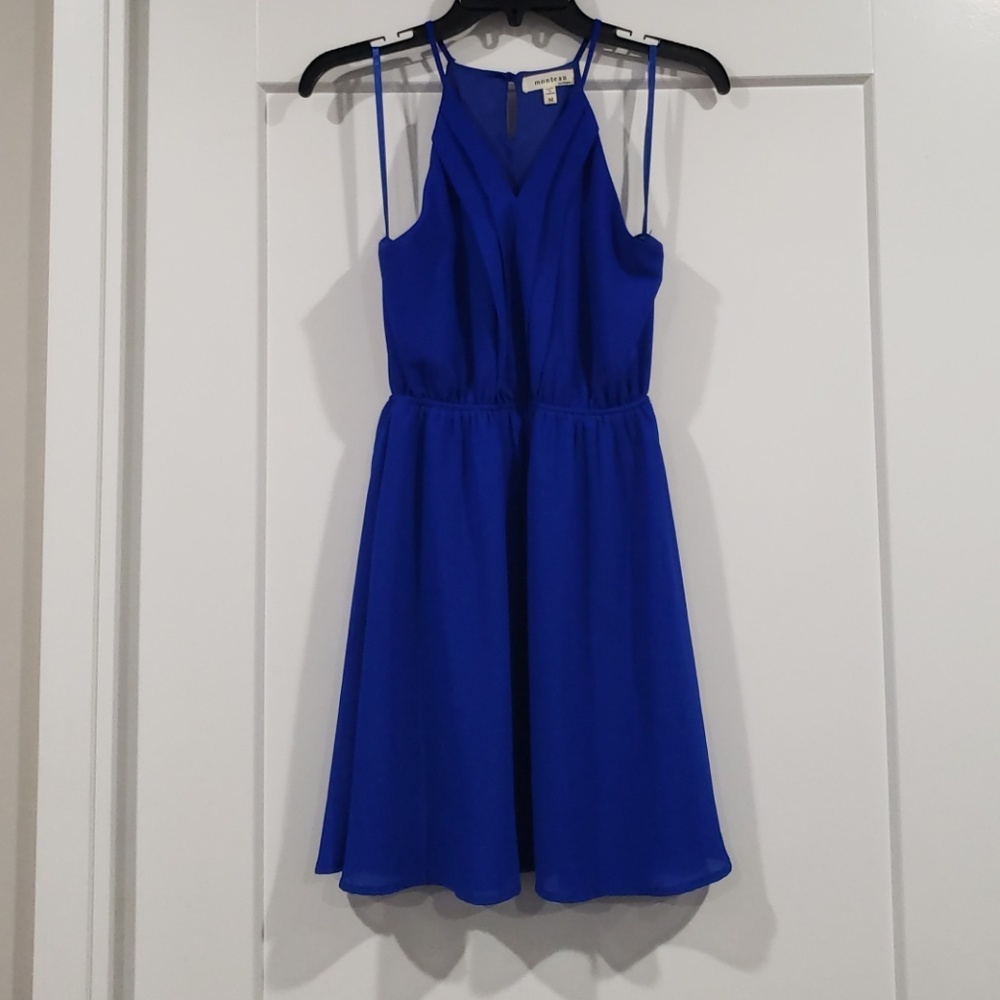 Royal blue high neck dress